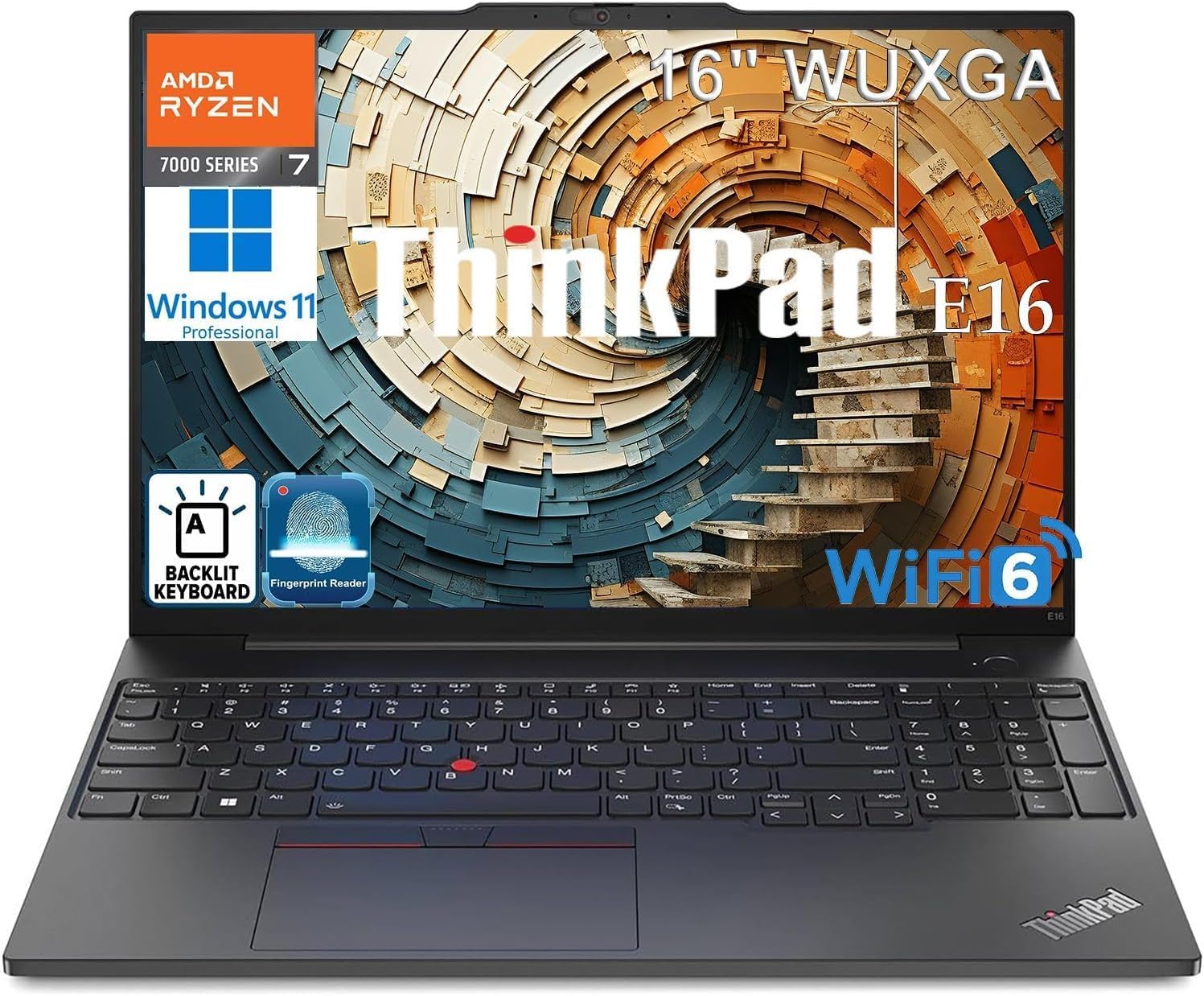 Lenovo ThinkPad E16 Gen 2 Business Laptop Computer, 16' FHD+, AMD 8-Core Ryzen 7 7735HS (Beat i7-1355U), 16GB DDR5, 256GB PCIe SSD, WiFi 6, Backlit KB, Fingerprint Reader, Windows 11 Pro, Vent-Hear