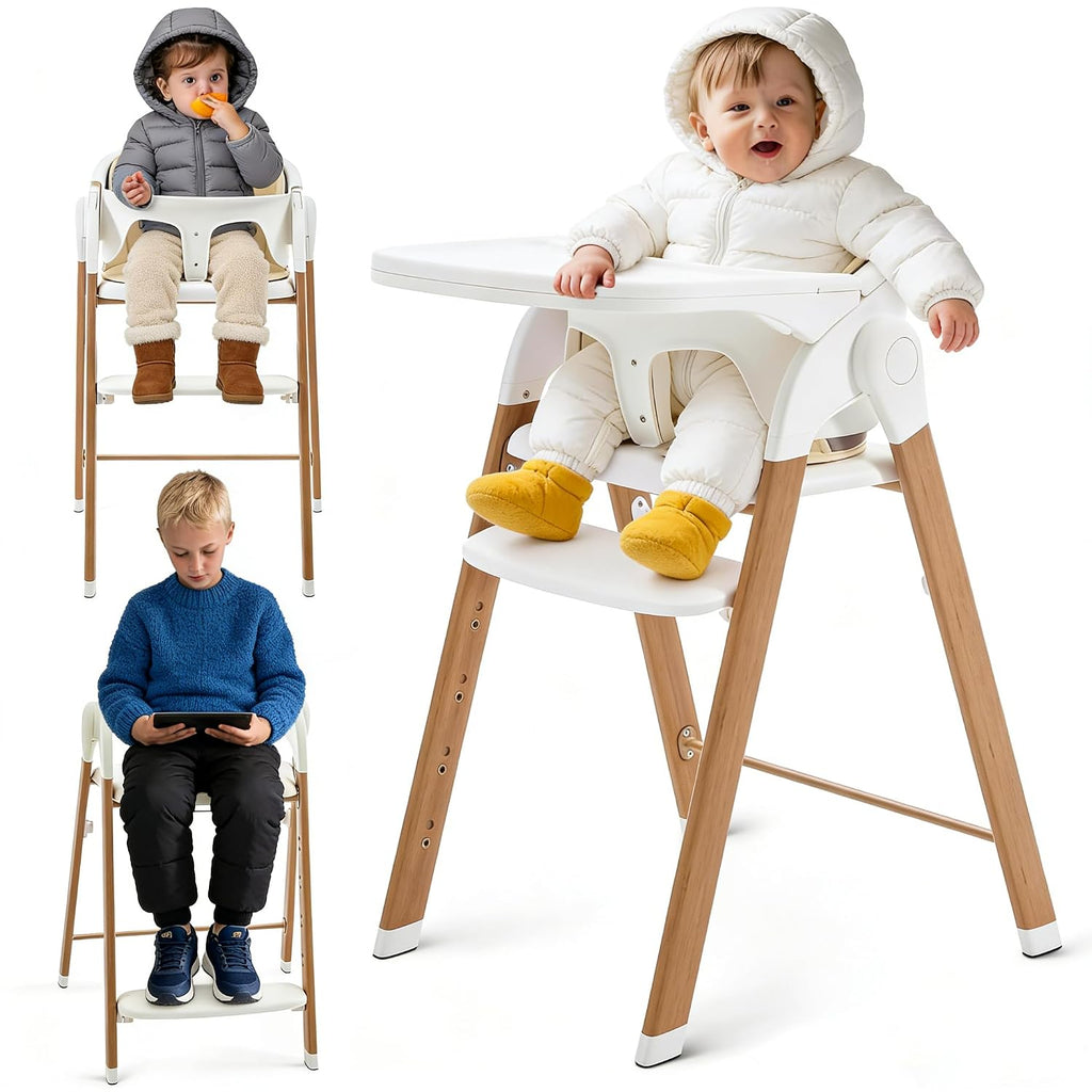 GYARING 5 in 1 Baby high Chair,Adjustable Convertible Infant Chair with Removable Tray, Easy to Clean,Khaki