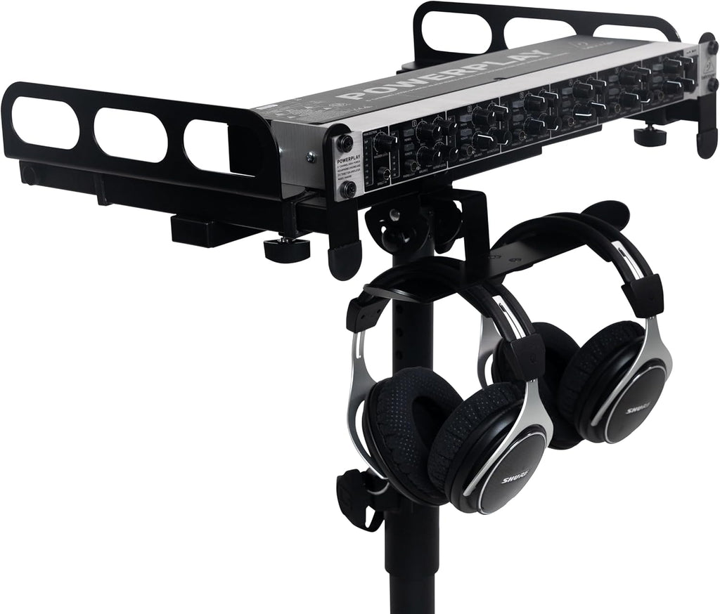 Gator Frameworks Adjustable Rolling Mixer Stand with Locking Casters and Headphone Hanging Rack, (GFW-MIXERCART-0400)