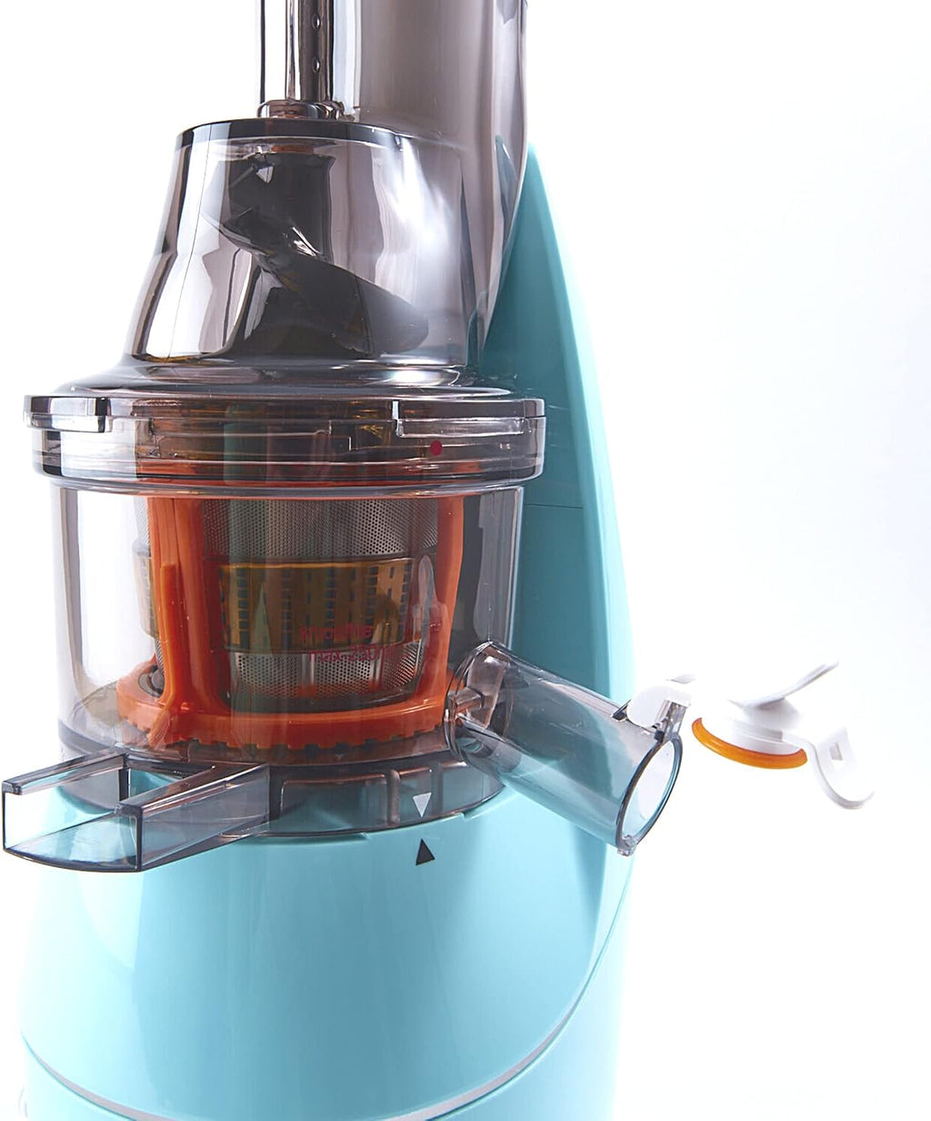 Heaven Fresh Cold Press Slow Masticating Juicer, Ultra-Quiet 240W Motor, Maximized Juice Yield, Included Frozen Dessert Strainer, Drip-Free Cap - Teal