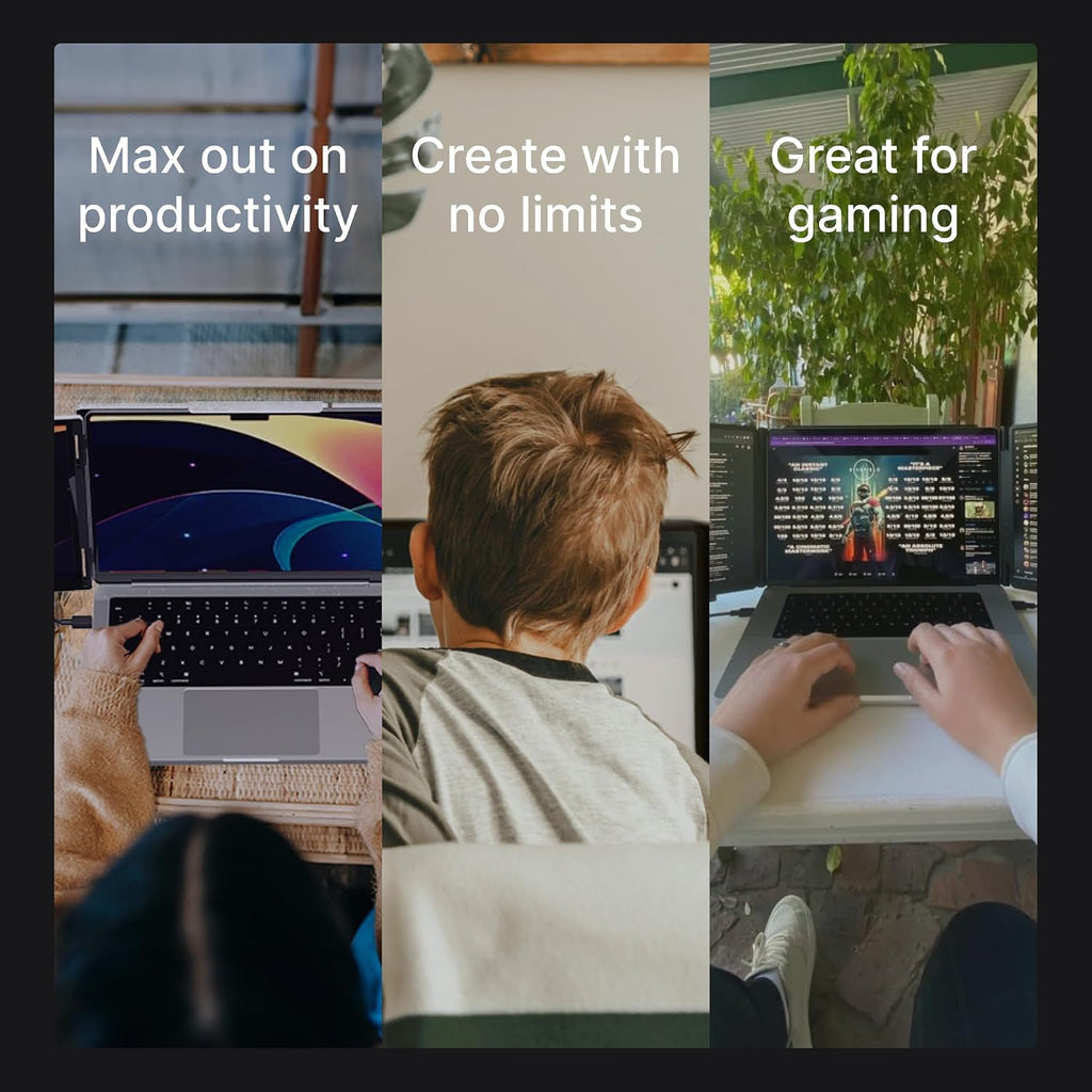 14' Pro Triple Laptop Glass Screen Extender, Dual 14' 2k Portable Monitors, 144Hz, 100% DCI-P3, 500 Nits, Aluminum Finish for 14' MacBook Pro & Windows, for Gaming, Creators, & Professional