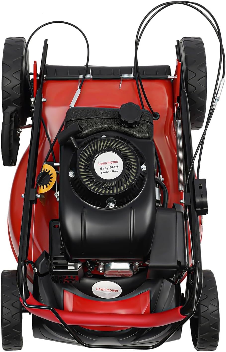 Self Propelled Gas Lawn Mower, 140cc 4-Stroke 4000W 20.5 in High Wheel Lawnmower Gas Walk Behind Handle Lawn Mower with 60L/15.85gallon Capacity Bag &8 Position Height Adjustable for Lawn Weeding
