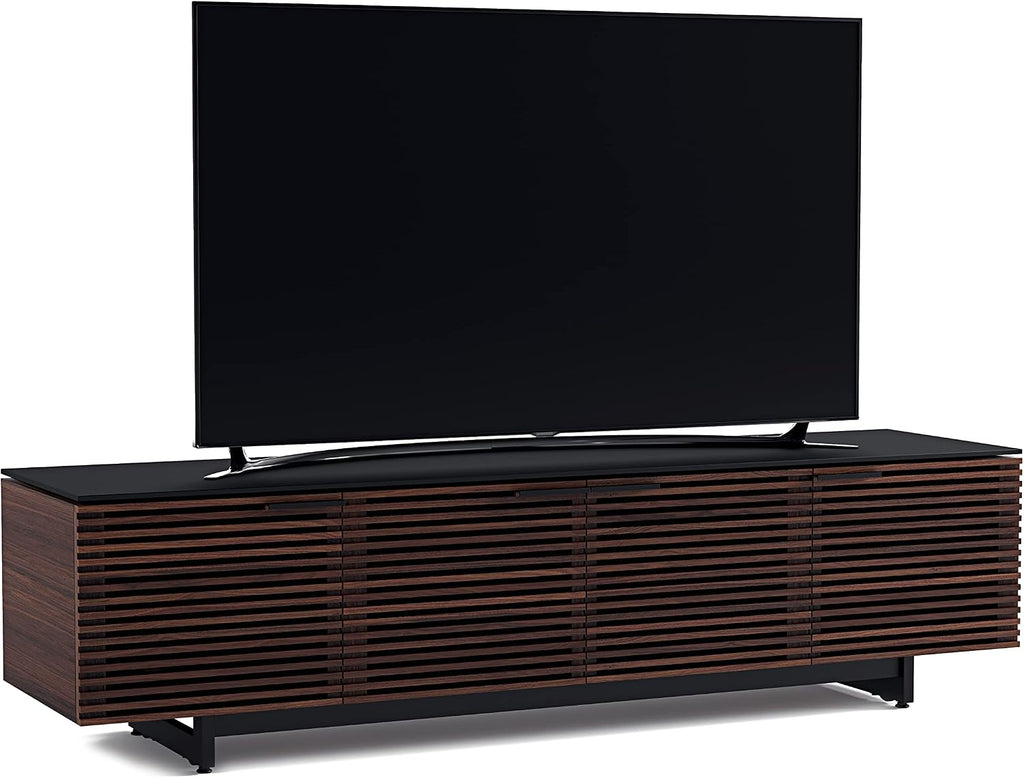 BDI Furniture Corridor 8173-79.25'' TV Stand for TVs up to 85' with Soundbar Shelf, Adjustable Shelves, Cable Management, Ventilation, Tempered Glass Top, Chocolate Stained Walnut
