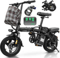 Electric Bike for Adults and Teens, 560-740W Motor, 20-25MPH Compact Commuter Folding Ebike, 32 Miles Range, 48V 10Ah Battery, 3-Level Pedal Assist, 14' Foldable Electric Bicycle, UL 2849 Certified