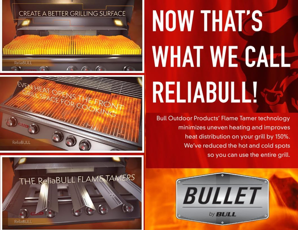 Bullet by Bull Stainless Steel Outdoor Kitchen Grill Set - Built-In Liquid Propane Grill -BBQ Kitchen Island Bundle - Includes 4 Burner Grill, Double Access Door & Double Storage Drawer