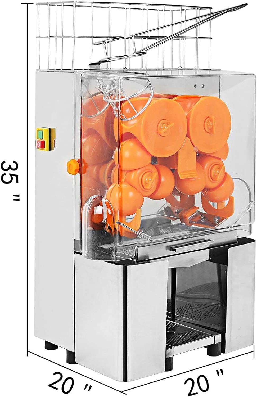Commercial Juicer Machine E2x, Oranges Juice Machine with Pull-Out Filter Box Commercial Orange Juicer 22-30 Oranges Per Minute, 110V Juice Extractor, 120W Orange Squeezer