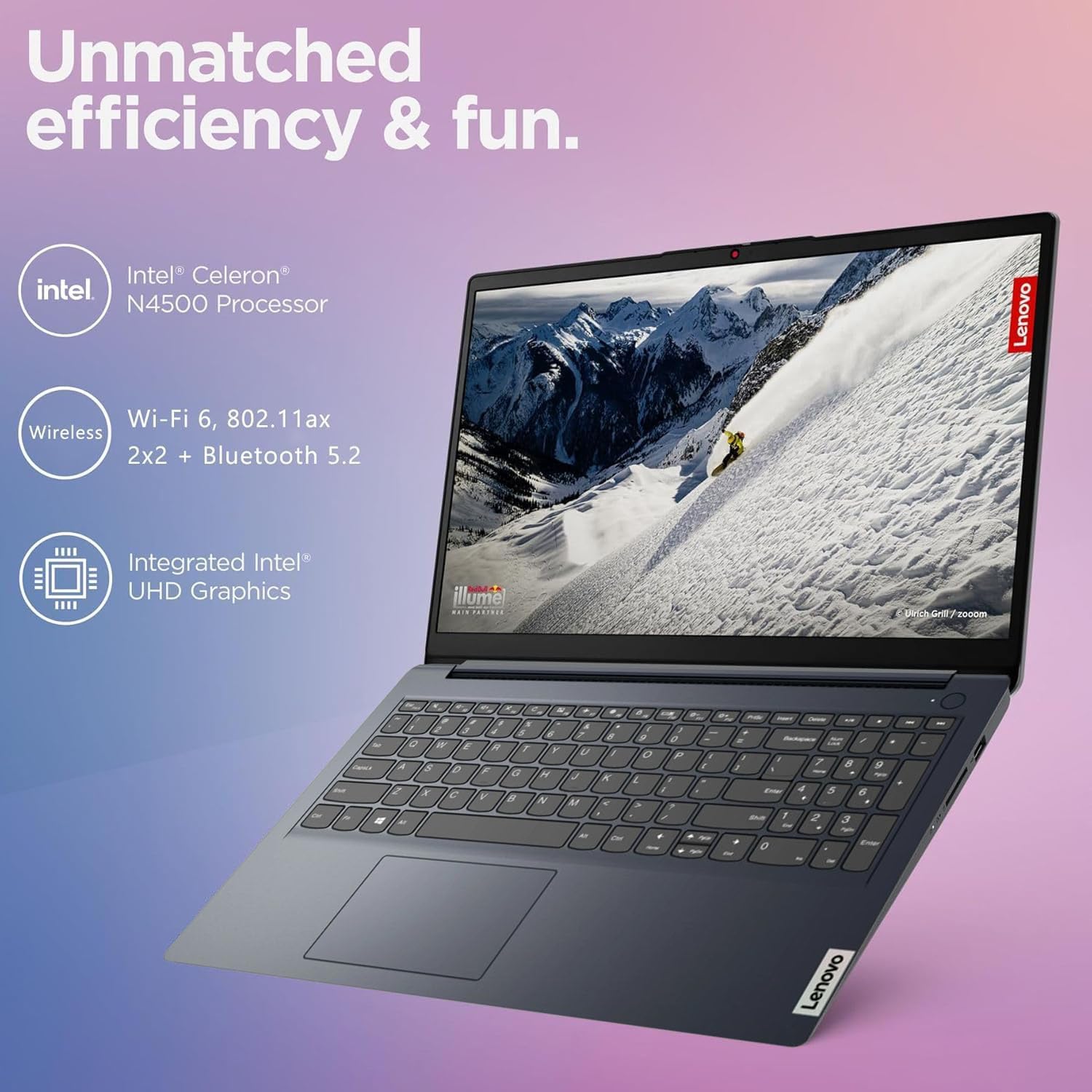 Lenovo 15.6' IdeaPad 1 Laptop | 8GB RAM | Dual Storage: 256GB SSD + 128GB eMMC | Wi-Fi 6 | USB-C | 1-Year Microsoft Office 365 | Intel Dual-Core | HD Display | Win 11 | w/WOWPC Recovery USB (Renewed)