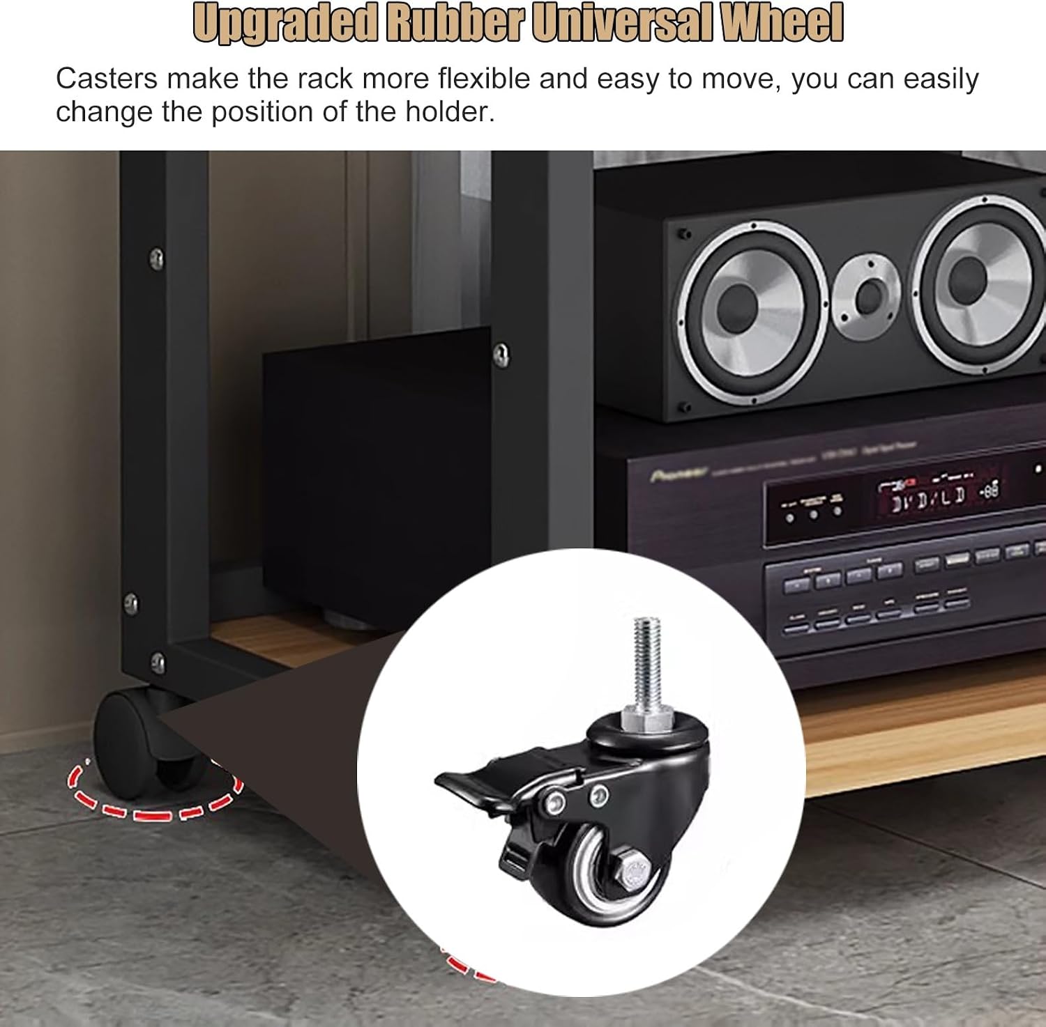 Audio Component Rack Media Stereo Stand Equipment Shelf 3 4 5 Tier, Free Standing Heavy Duty Media Storage Stands on Wheels, Commercial Home（White-#2-4 layer）