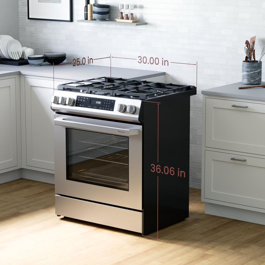 Rangaire RRG303GS 30' Glass Touch Gas Range Oven - Stainless Steel, Sealed Burners, True Convection, Self Cleaning, Easy Reach Racks