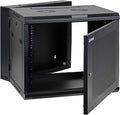 AEONS 9U Professional Wall Mount IT Cabinet Enclosure Double Section Hinged Swing Out 19-Inch Server Network Rack with Vented Door 22-Inches Deep Black (Fully Assembled)