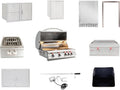 BLAZE BBQ Outdoor Gas Grill Package of 32' LTE Built-in Gas Grill, LTE Gas Griddle, LTE Gas Power Burner, 32' Door & Two Drawers Combo, Trash Drawer, Double Access Door, Refrigerator, and Accessories