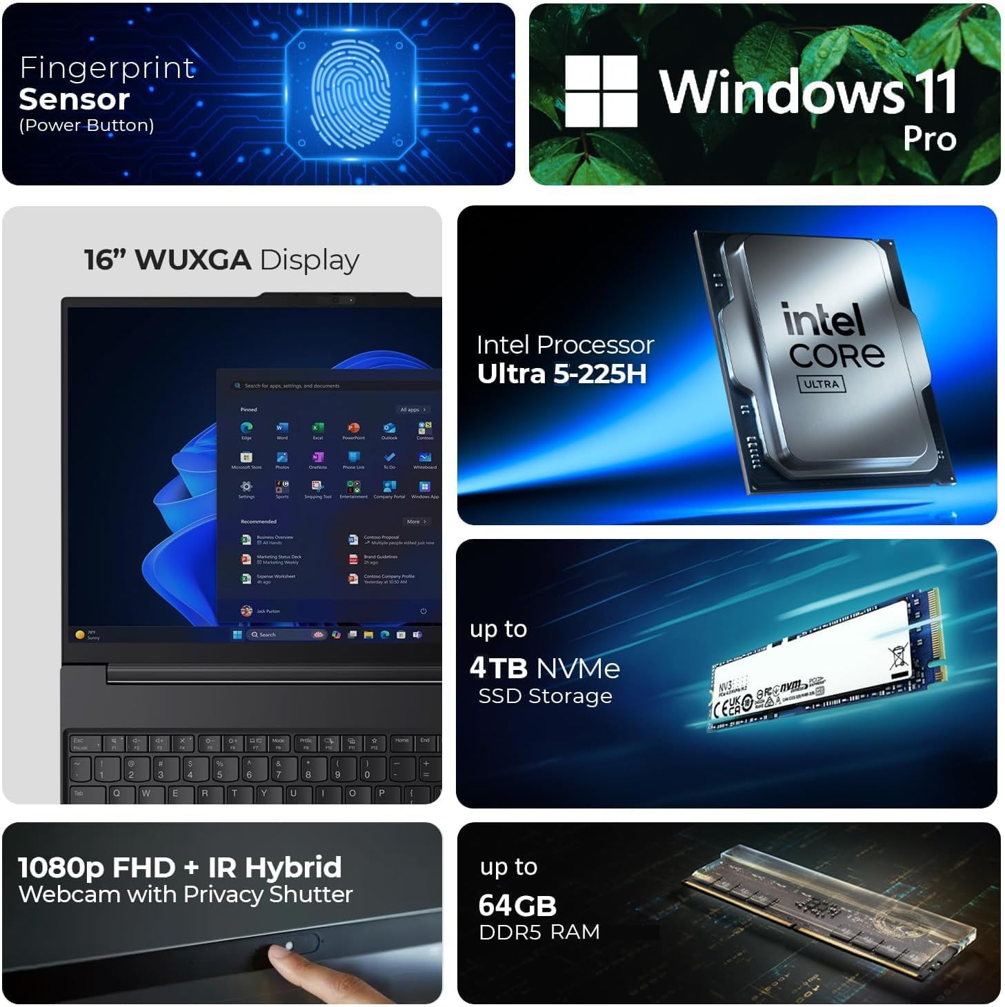 Lenovo ThinkPad E16 Gen 3 Business Laptop, Enterprise Ready, Intel Ultra 5 225H, 16GB DDR5, 1TB NVMe SSD, 16' FHD+ IPS, WiFi 6E, Fingerprint Reader & Backlit Keyboard, Windows 11 Pro, Jet Black