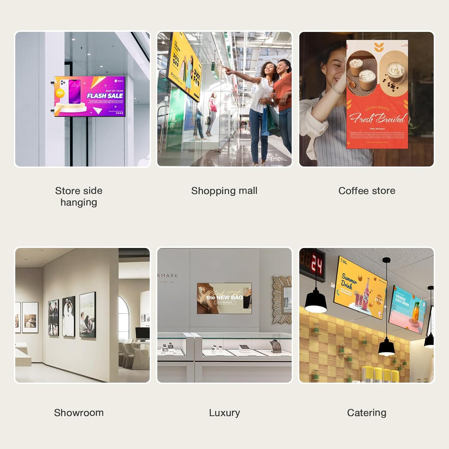 Digital Signage Display 50 inch Wall Mount Digital Menu Board for Restaurants and Stores Advertising Screen 1000 nits Ultra-High Brightness 4K UHD Free Web Content Editor Android 4GB + 32GB