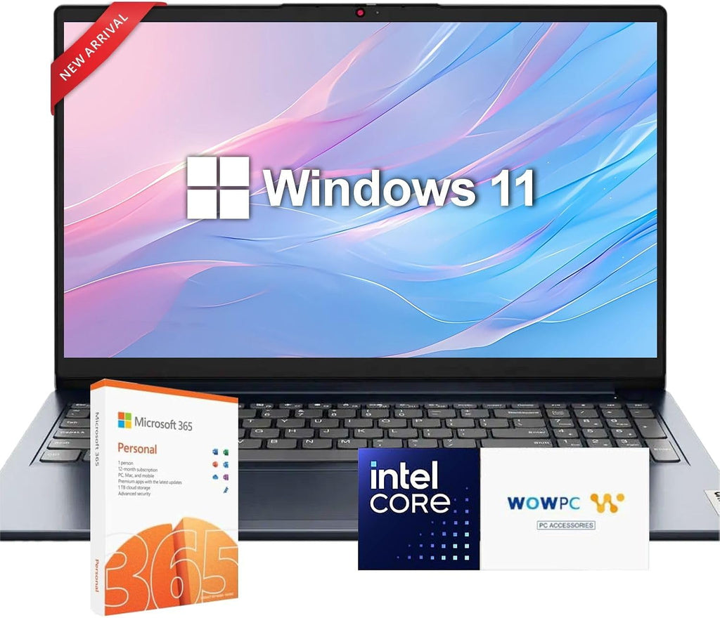 Lenovo IdeaPad 15.6 inch Laptop with Microsoft 365 for Student and Business | Intel Core | 12GB RAM | 256GB SSD + 128GB eMMC | 1TB Cloud Storage | 11HR Battery | Windows 11 | WOWPC Recovery USB