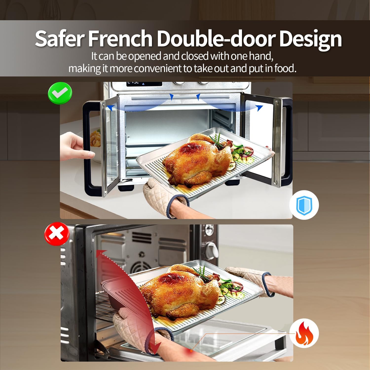 TomaChef 26QT French Door Air Fryer Toaster Oven Combo and Air Fryer