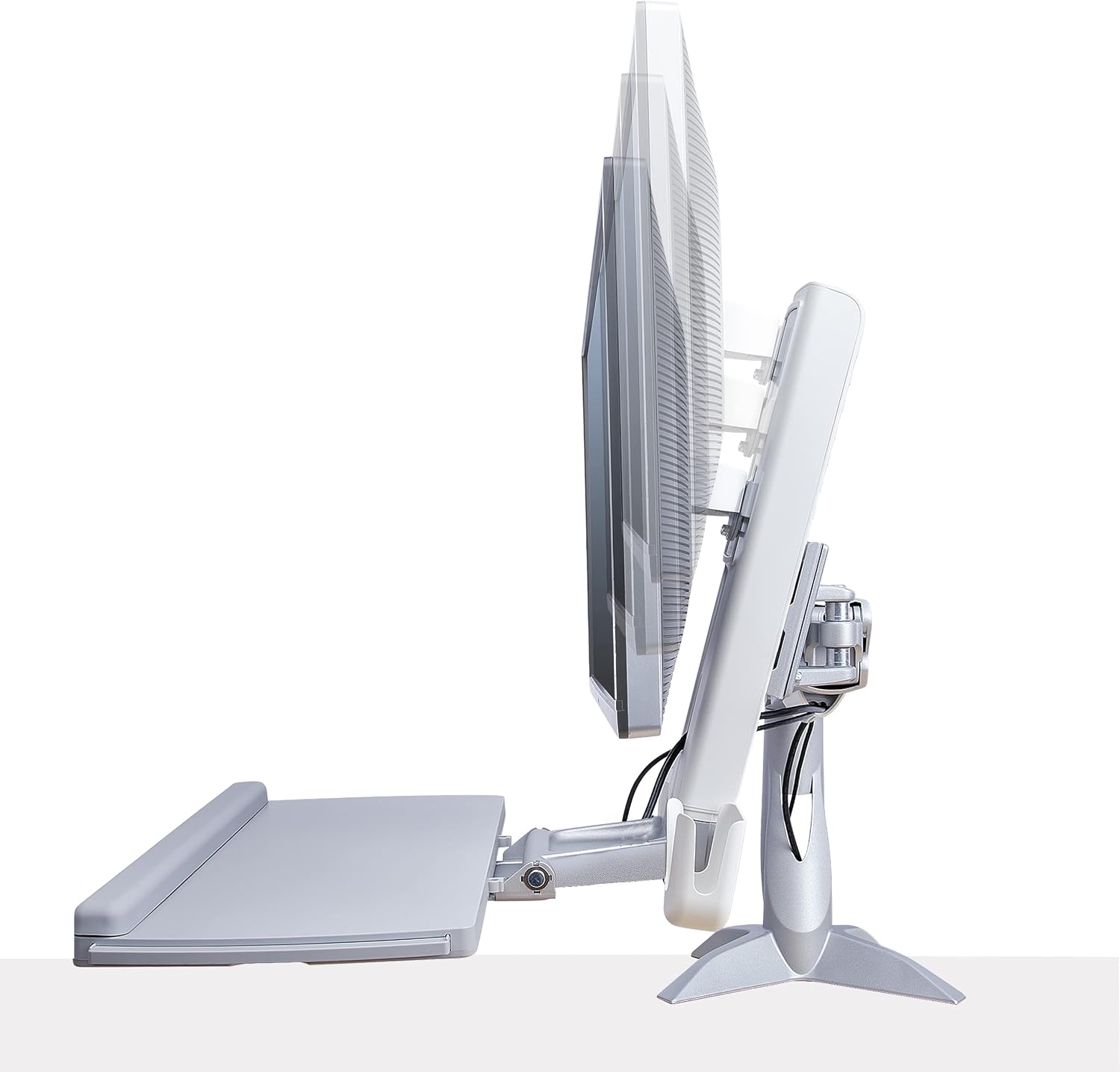 StarTech.com Sit-Stand Monitor Arm with Keyboard Tray - Adjustable Desk Mount Sit-Stand Workstation Arm for Single 27' VESA Display - Ergonomic Articulating Standing Desk Converter, TAA