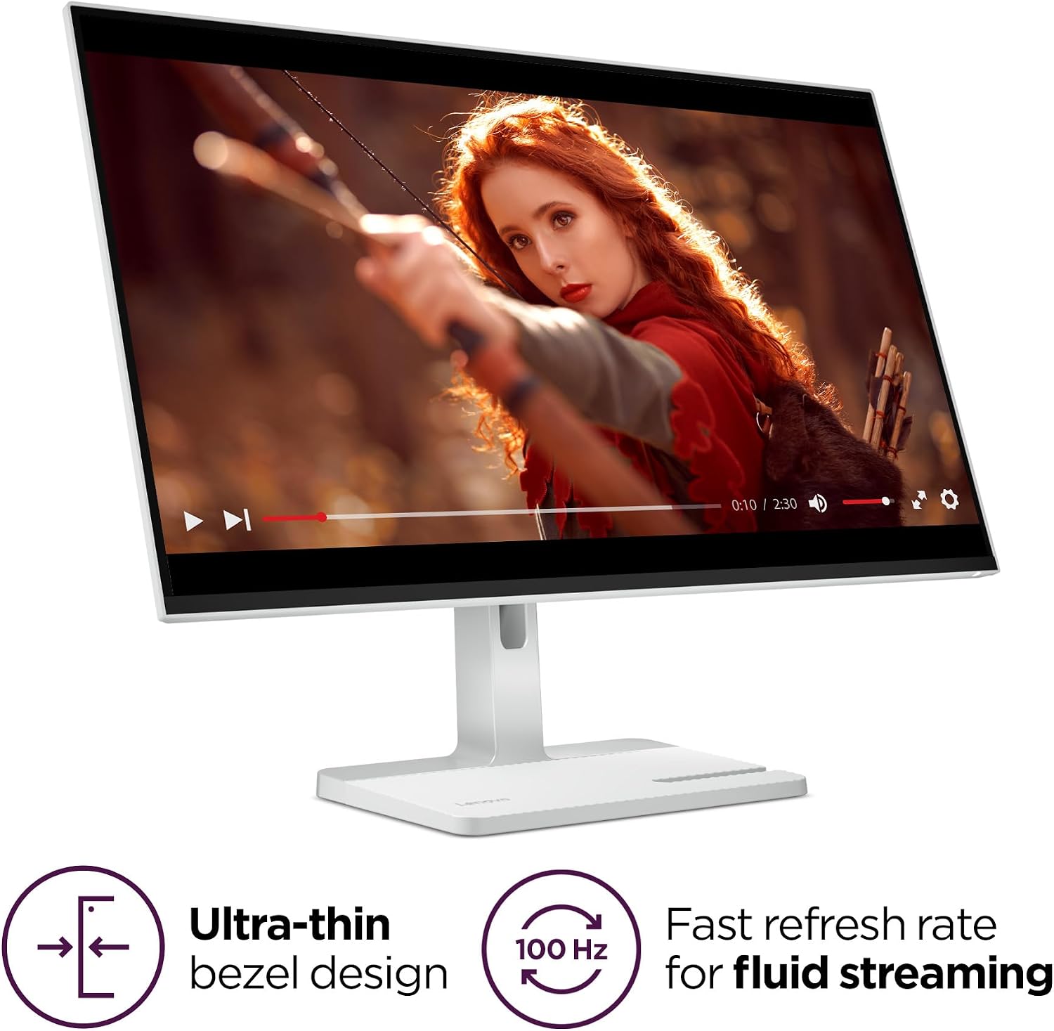 Lenovo L27q-4a - Everyday Monitor - 27' QHD IPS Display - 100Hz Refresh Rate - MaxxAudio® Tuned Speakers - VESA MediaSync - 1ms MPRT - Cloud Grey - Tilt Stand