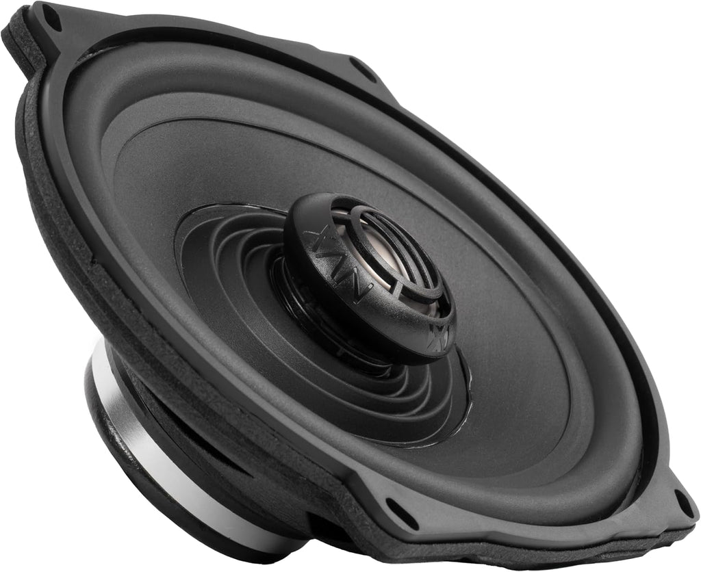 NVX® XFHD57L Premium 5x7' Motorcycle Speakers, 600W Peak (300W RMS), 2-Ohm OEM Saddlebag Lid Coaxials with 1' Titanium Tweeters, Waterproof, for Harley-Davidson 1998 up (Pair)