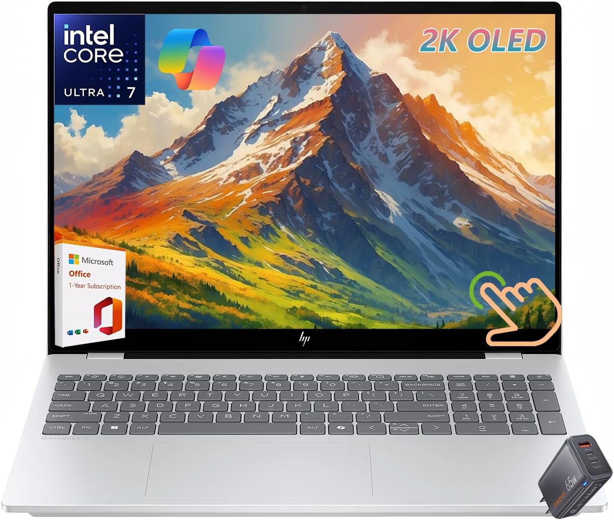 HP OmniBook 7 16' OLED Touchscreen Laptop, 2K 120Hz, Intel Evo Core Ultra 7 255H, Intel Arc 140T GPU, Copilot, Backlit Keyboard, Thunderbolt4, Wi-Fi7, Windows 11 (32GB DDR5 RAM | 1TB SSD | Win11 Home)