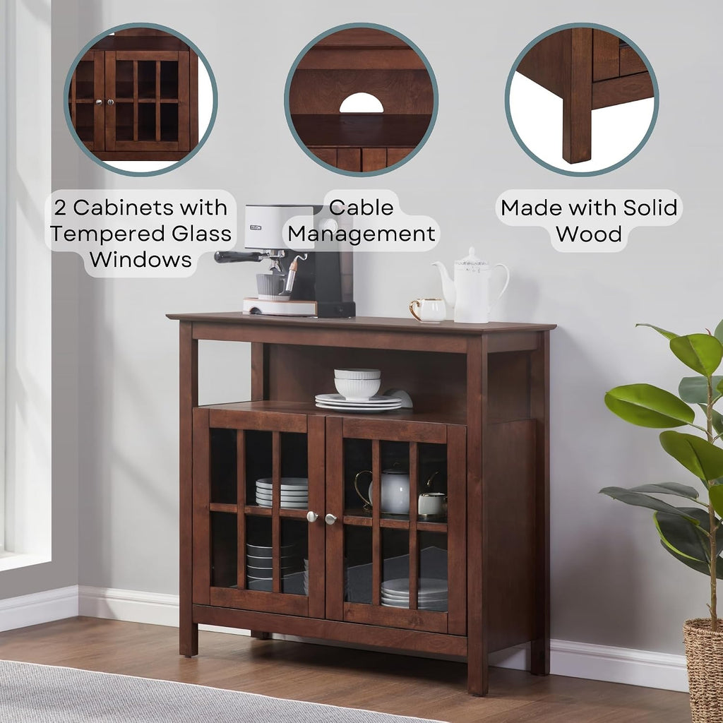 Convenience Concepts Big Sur Highboy TV Stand 36' - Modern Entertainment Center For TVs up to 40', Storage Cabinet for Dining, Living Room, & Entryway, Console Hall Table with Shelves, Espresso