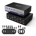 TESmart DP KVM Switch 3 Monitors 2 Computers 8K@60Hz,USB 3.0 KVM Switch Triple Monitor 2 Computers DisplayPort 1.4, EDID, 1G Ethernet, Hotkey Switch, 4K@144Hz for Gaming&Home Office