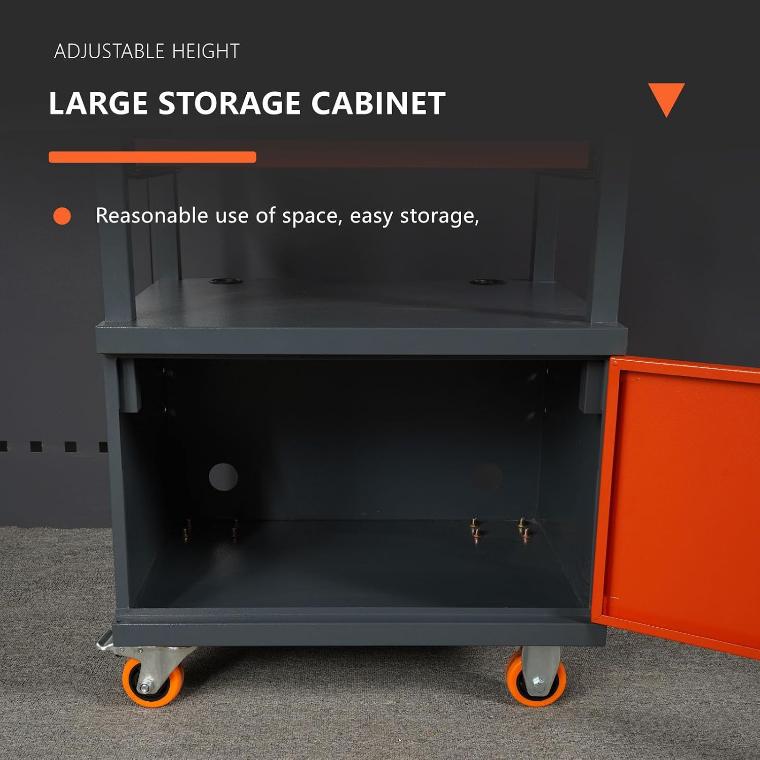 Steel Large AV Cart with Extra Storage Cabinet, Metal Presentation Cart with Keyboard Tray, Rolling Media Cart with Wheels for Computer Laptop Projector Printer