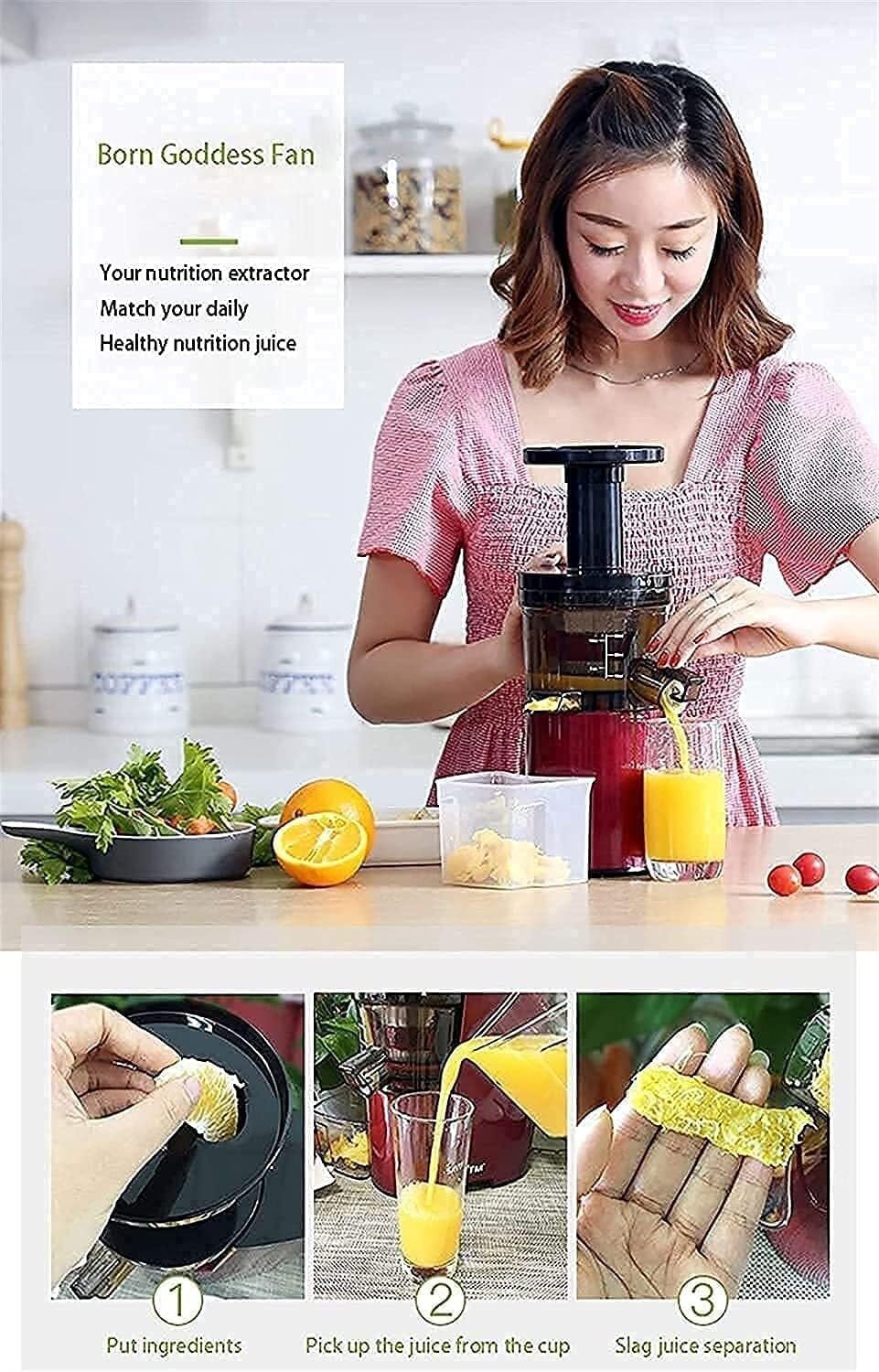 Juicer Machine,Juicer Machines Slow Masticating Juicer Extractor Cold Press Juicer With Two Speed Modes Easy To Clean Quiet Motor
