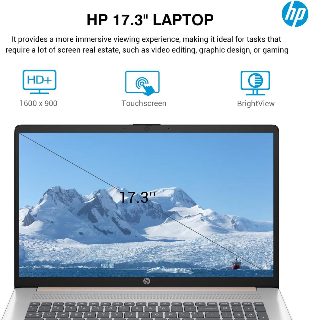 HP 17 Inch Touchscreen Laptop Computer, 17.3 HD+ Touch Screen Business Laptop PC, Intel Core i7, 64GB RAM 2TB SSD, Windows 11 Pro, Backlit 10 Key Number Pad, Fingerprint, Rose Gold