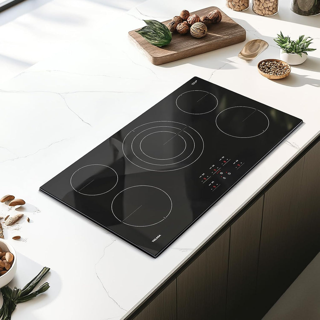 36 Inch Electric Cooktop, TECASA 9000W Radiant Electric Hob with 5 Burners, 240V Built-in Sensor Touch Control Stove Top with Child Safety Lock & Timer, 9 Heating Levels, Hard Wire (No Plug)
