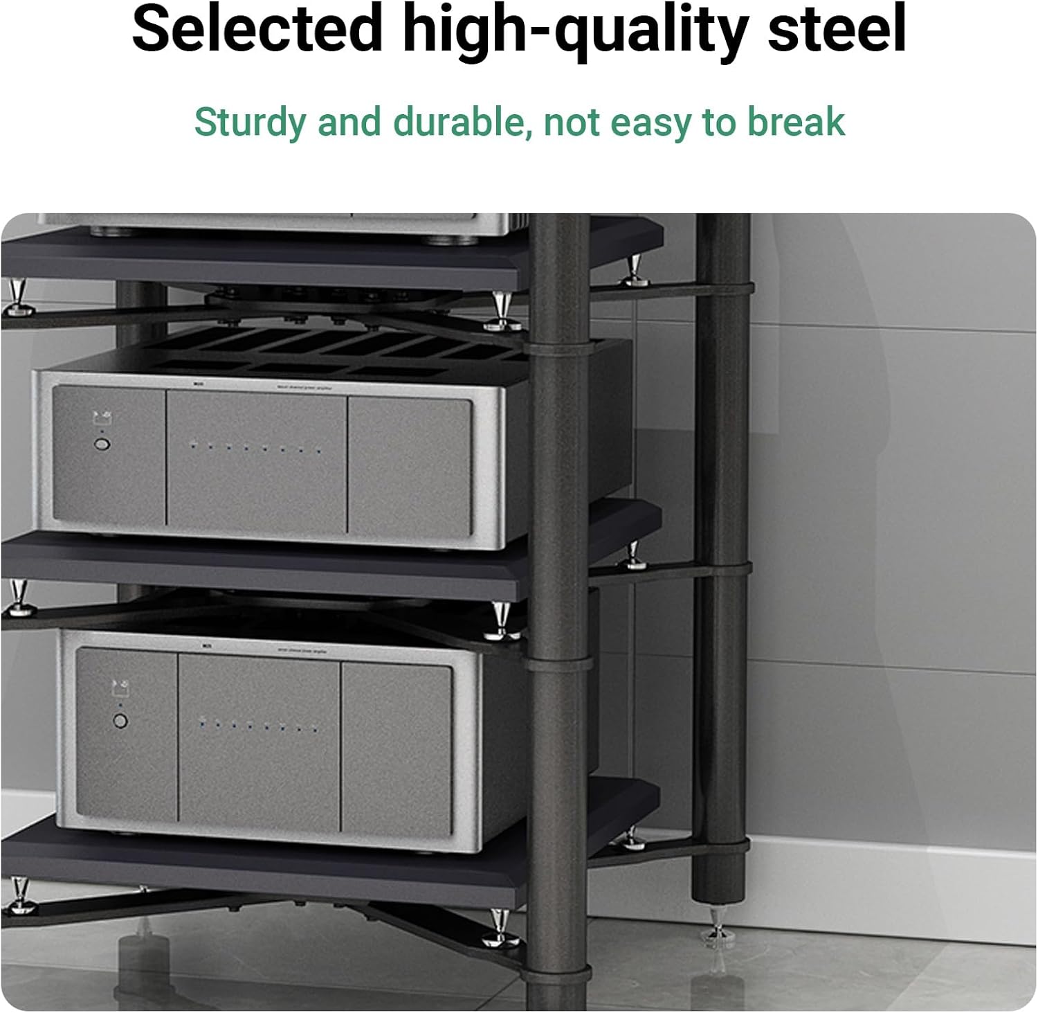 1/2/3/4-layer av Media Stand,Audio Equipment Rack,Corner Media Cabinet,Stereo Cabinet,Audio-Video Shelving,for Family Entertainment Center(Black,1-Layer)