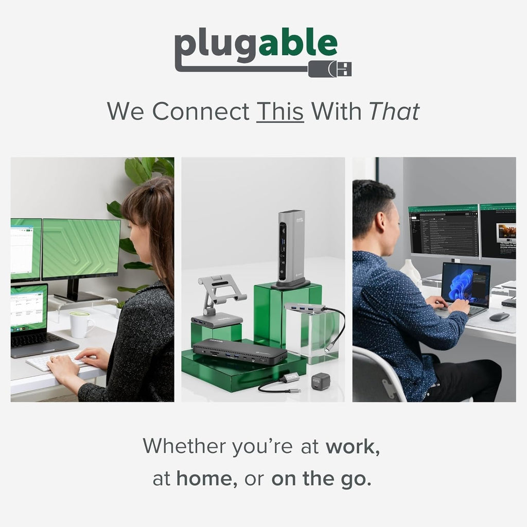 Plugable Dual DisplayPort & HDMI Docking Station - USB 3.0 & USB-C Laptop Dock for Dual Monitors, DisplayLink, Mac (Driver Required), ChromeOS & Windows, Gigabit Ethernet and Audio (UD-6950Z)