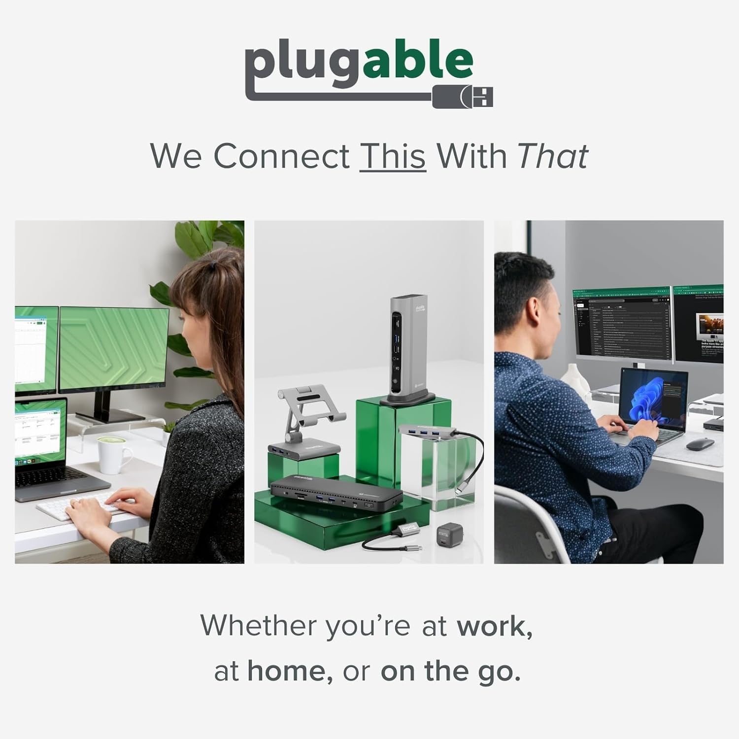 Plugable Dual DisplayPort & HDMI Docking Station - USB 3.0 & USB-C Laptop Dock for Dual Monitors, DisplayLink, Mac (Driver Required), ChromeOS & Windows, Gigabit Ethernet and Audio (UD-6950Z)