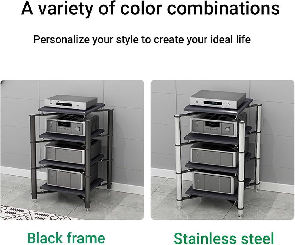 1/2/3/4-layer av Media Stand,Audio Equipment Rack,Corner Media Cabinet,Stereo Cabinet,Audio-Video Shelving,for Family Entertainment Center(Black,1-Layer)