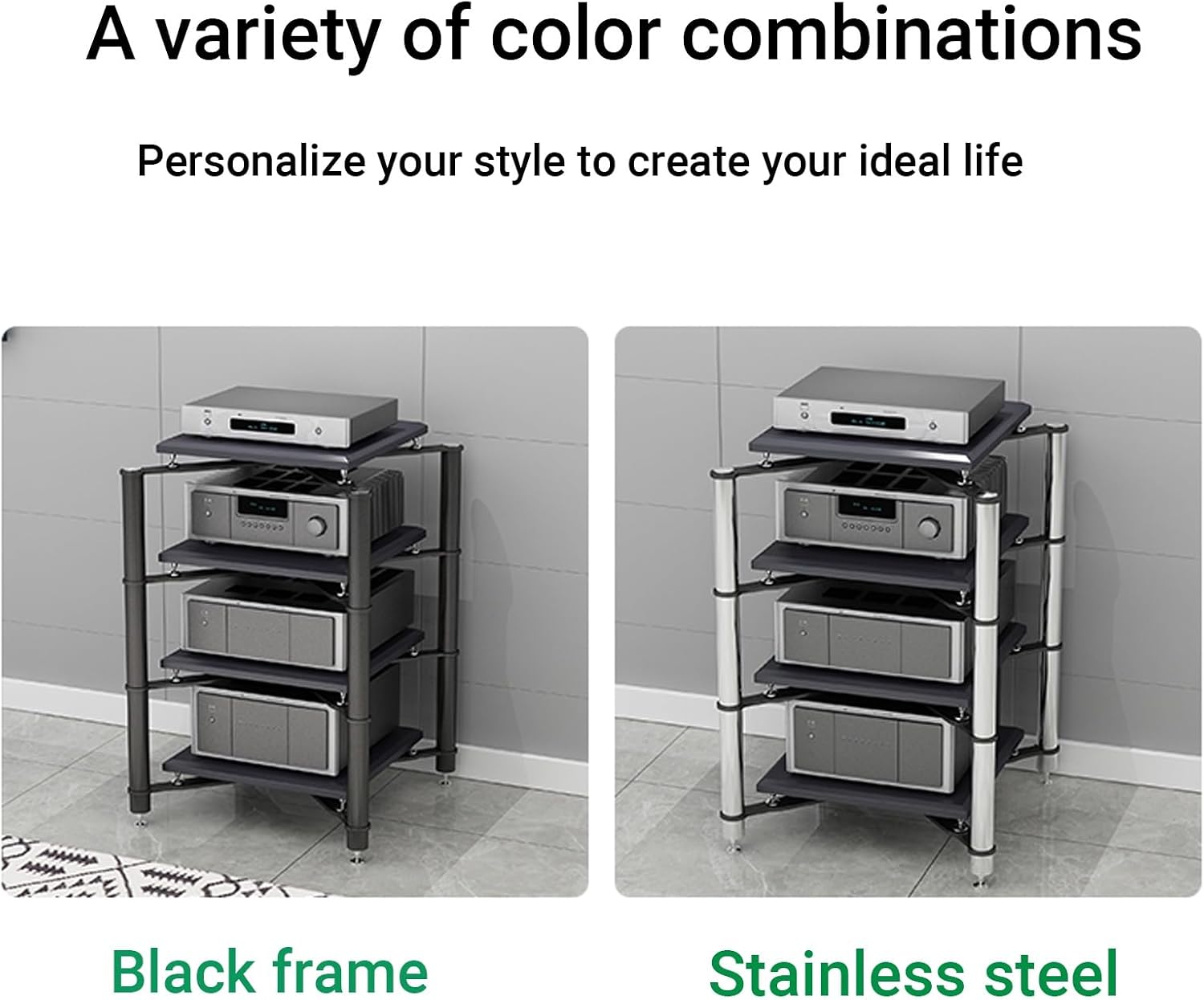 1/2/3/4-layer av Media Stand,Audio Equipment Rack,Corner Media Cabinet,Stereo Cabinet,Audio-Video Shelving,for Family Entertainment Center(Black,2-Layer)