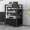 Record Player Audio Cabinet with Drawers & Sliding Wheel, Audio Rack Shelf Organizer for Onkyo Receiver, Equipment Console, Av Component Stand(B,Medium)