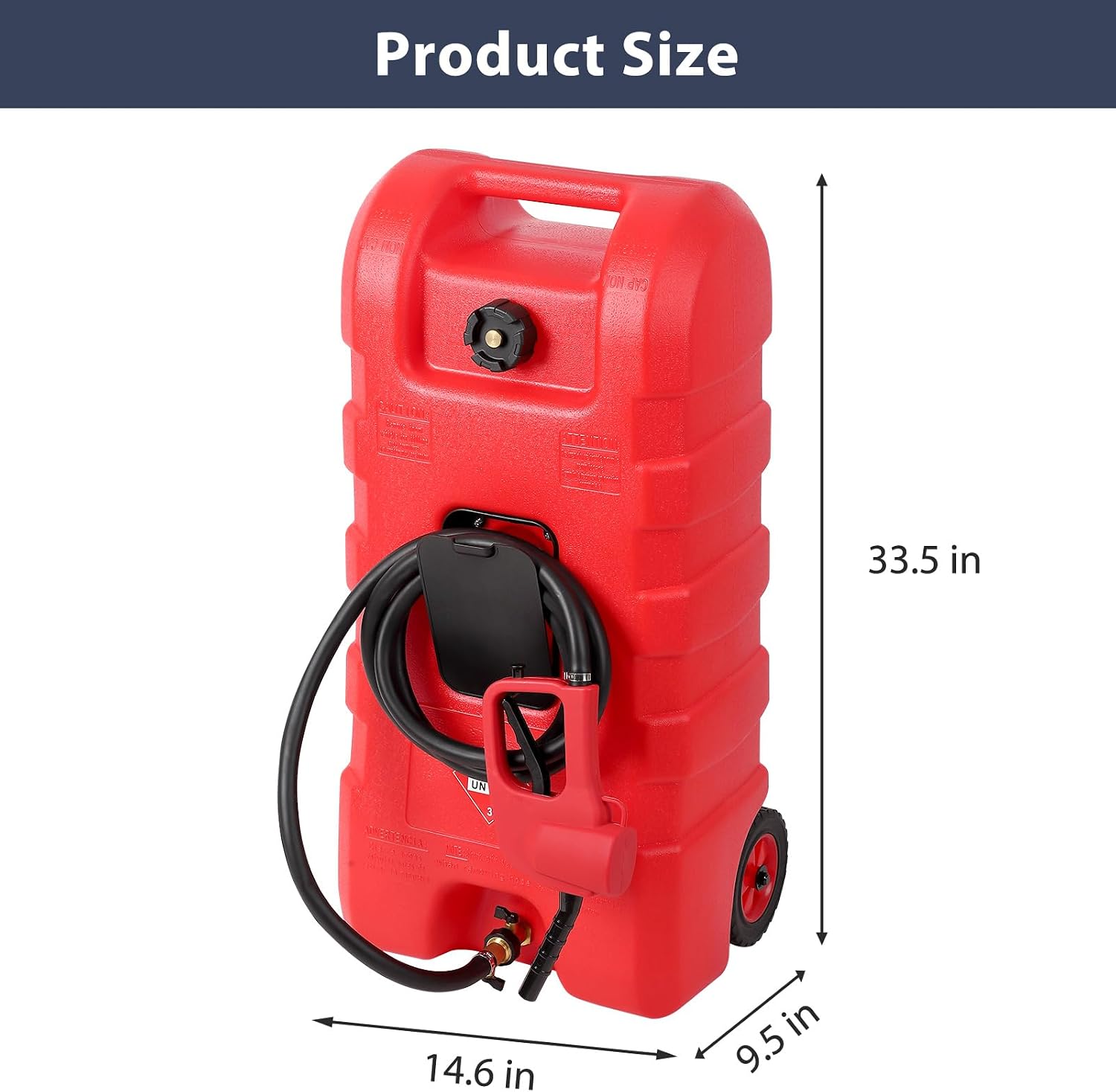 GAOMON Fuel Caddy, 15 Gallon Portable Gas Fuel Tank Container with LE Fluid Transfer Siphon Pump and 10ft. Delivery Hose, Diesel Storage Can On-Wheels for Cars, Lawn Mowers, ATVs, Boats