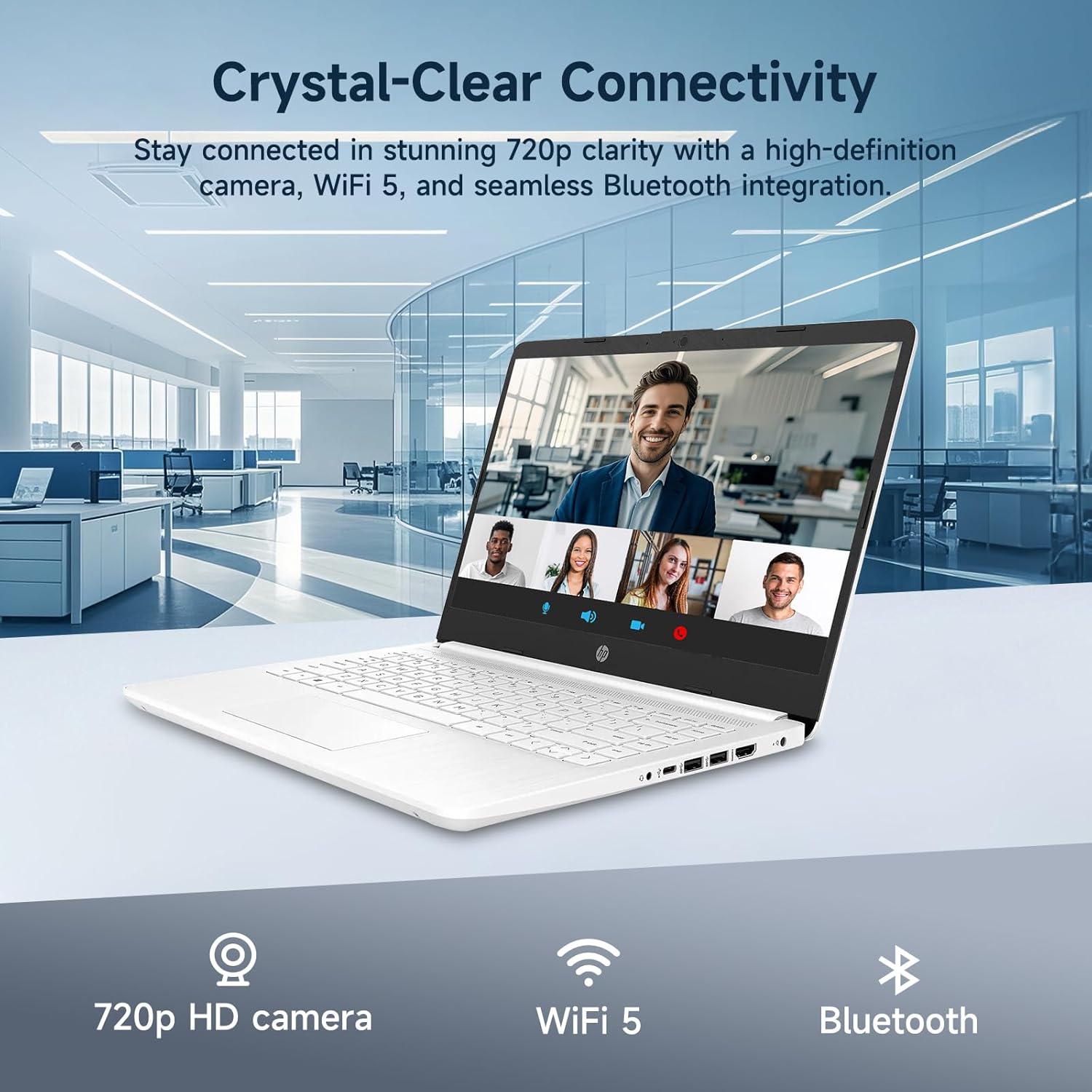 HP 14 Premium HD Portable Laptop Computer Students Business, Quad-Core Intel Celeron Processor, 16GB RAM, 320GB Storage(64GB eMMC+256GB Ghost Manta SD Card), 1 Year Office 365, HDMI, Win 11