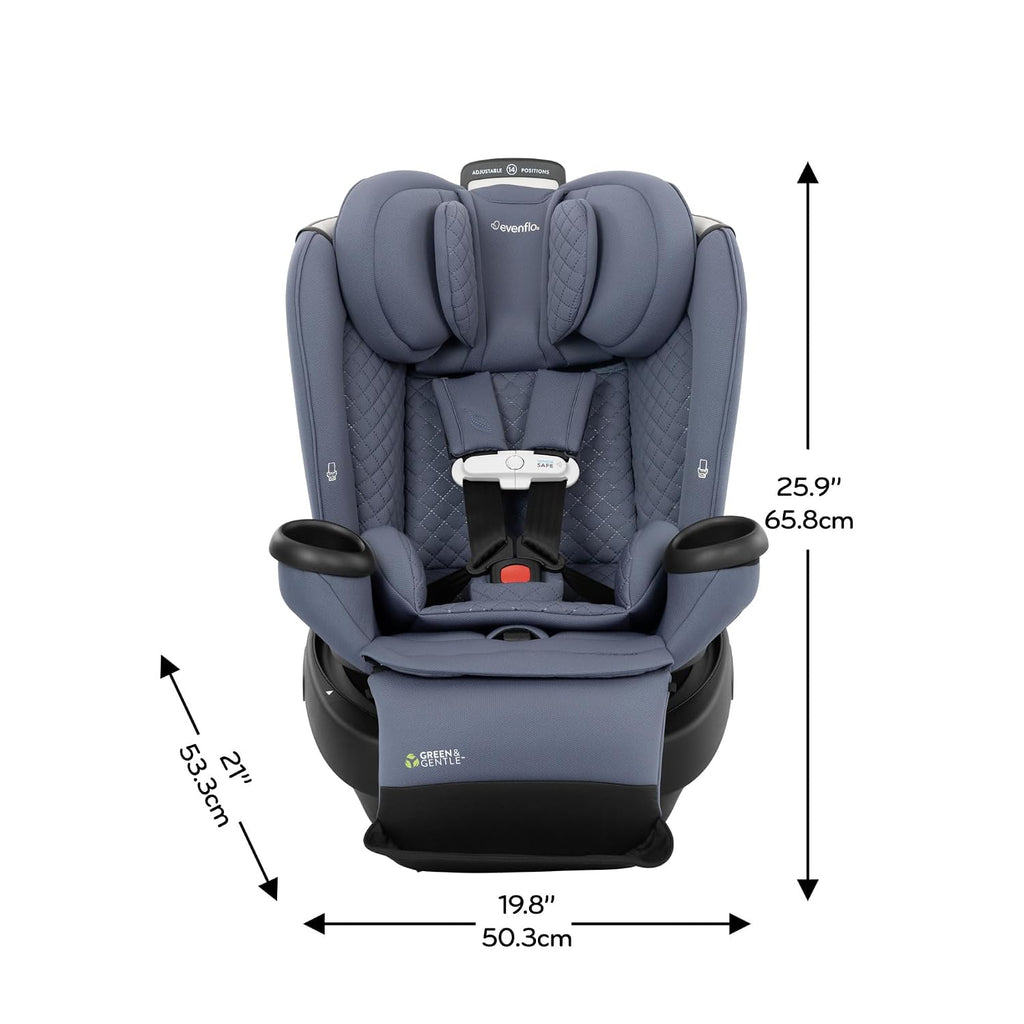 Evenflo Revolve360 Extend All-in-One Rotating Car Seat with Green & Gentle Fabric (Flint)