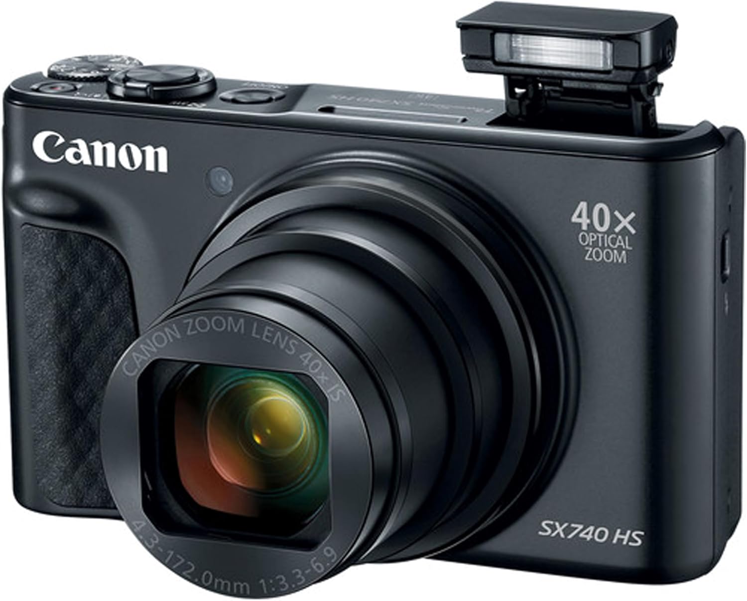 Canon Powershot SX740 HS Digital Camera (Black) + 64GB Memory + Stabilizing Grip + Software Pack +More (Value Bundle) (Renewed)