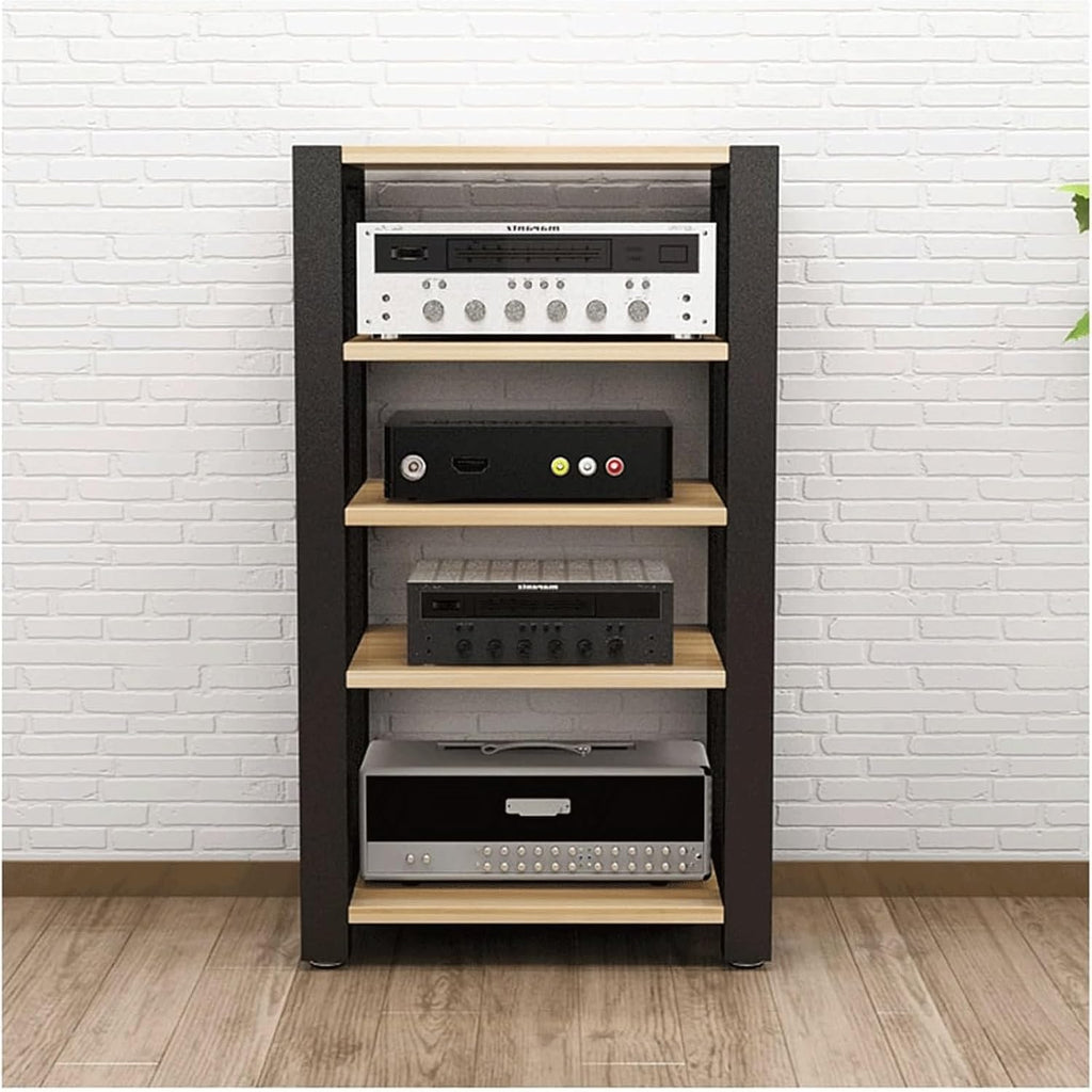 Audio Rack 2/3/4/5 Tier Stereo Rack Audio Equipment Rack Audio Open Rack Cabinet HiFi Rack Adjustable Audio-Video Shelving Durable(Natural,5 Tier)