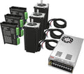 3 Axis CNC Controller Kit with Nema23 57mm Stepper Motor 3Nm 425 oz.in High Torque 2-Phase 3A, DM556 Step Motor Driver, 24V 350W Power Supply for Engraving Machine 3D Printer