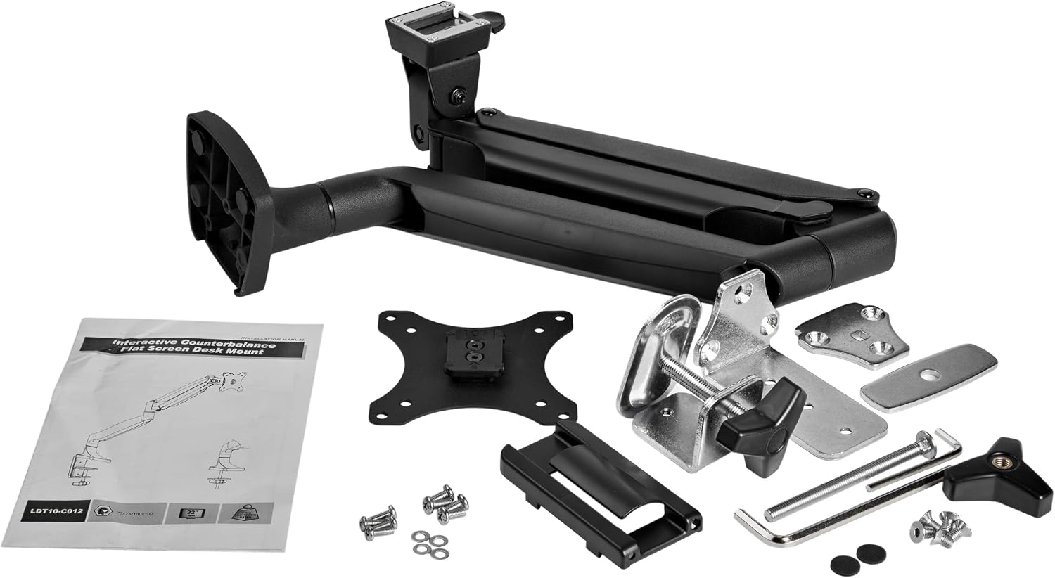 StarTech.com Desk Mount Monitor Arm - Heavy Duty Ergonomic VESA Monitor Arm - Single Display up to 9kg - Full Motion, Height Adjustable, Articulating - Aluminum - C-Clamp/Grommet- Black (ARMPIVOTHDB)