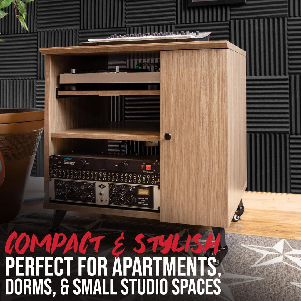 Gator Frameworks Elite Furniture Series Sidecar Cabinet with with Configurable Rack Space & Shelving Natural Maple Finish, (GFW-ELITESIDECAR-MPL)