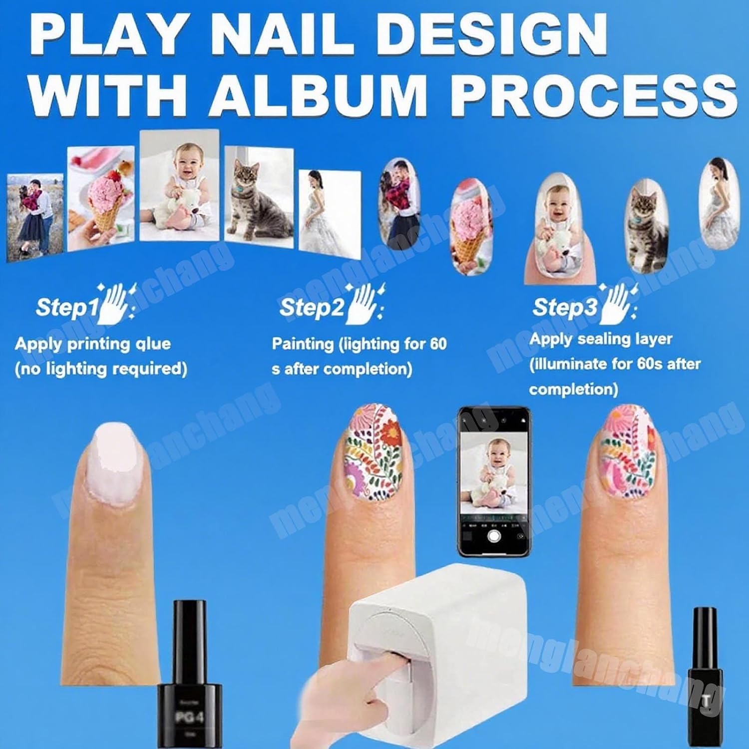 Nail Printer Nail Art Machine | Upgrade Portable 3D Nail Painting Machine W/Multiple Accessories1000+ DesignsSmart DIY Art Fingernail Printer Machine for Home Nail Salon Cute Girls Women White