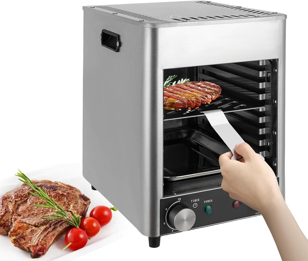 1700W Electric Steak Broiler, Indoor Commercial Steak Grill, Automatic Steak Smoker Broiler, Toaster Oven Microwave Combo, Air Fryer Oven, Time Temp Adjust-110v