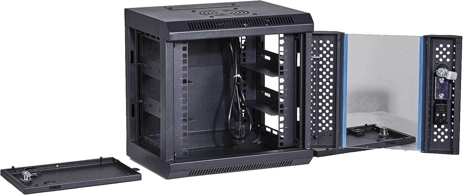KENUCO SOHO Mini 10'' Rack for 10'' Patch Panels, Shelves, SOHO Active Components | Fan Not Included | NOT for 19'' Rack | 6U