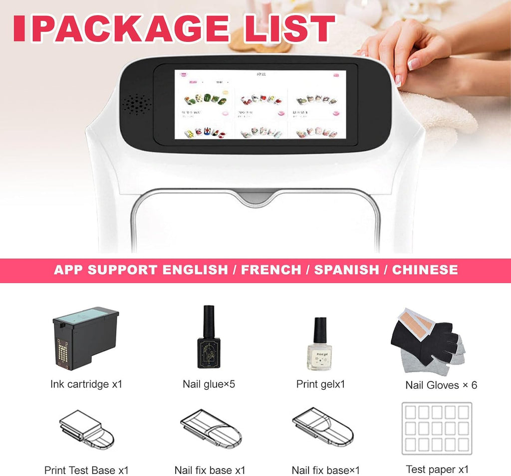 Digital Mobile Nail Art Printer,3D Automatic Nail Machine W/Over 800 Pictures of Nail, Touch Screen Display + Nail Dryer, Nail Art Printing Machine for Girls' Home Nails Machine