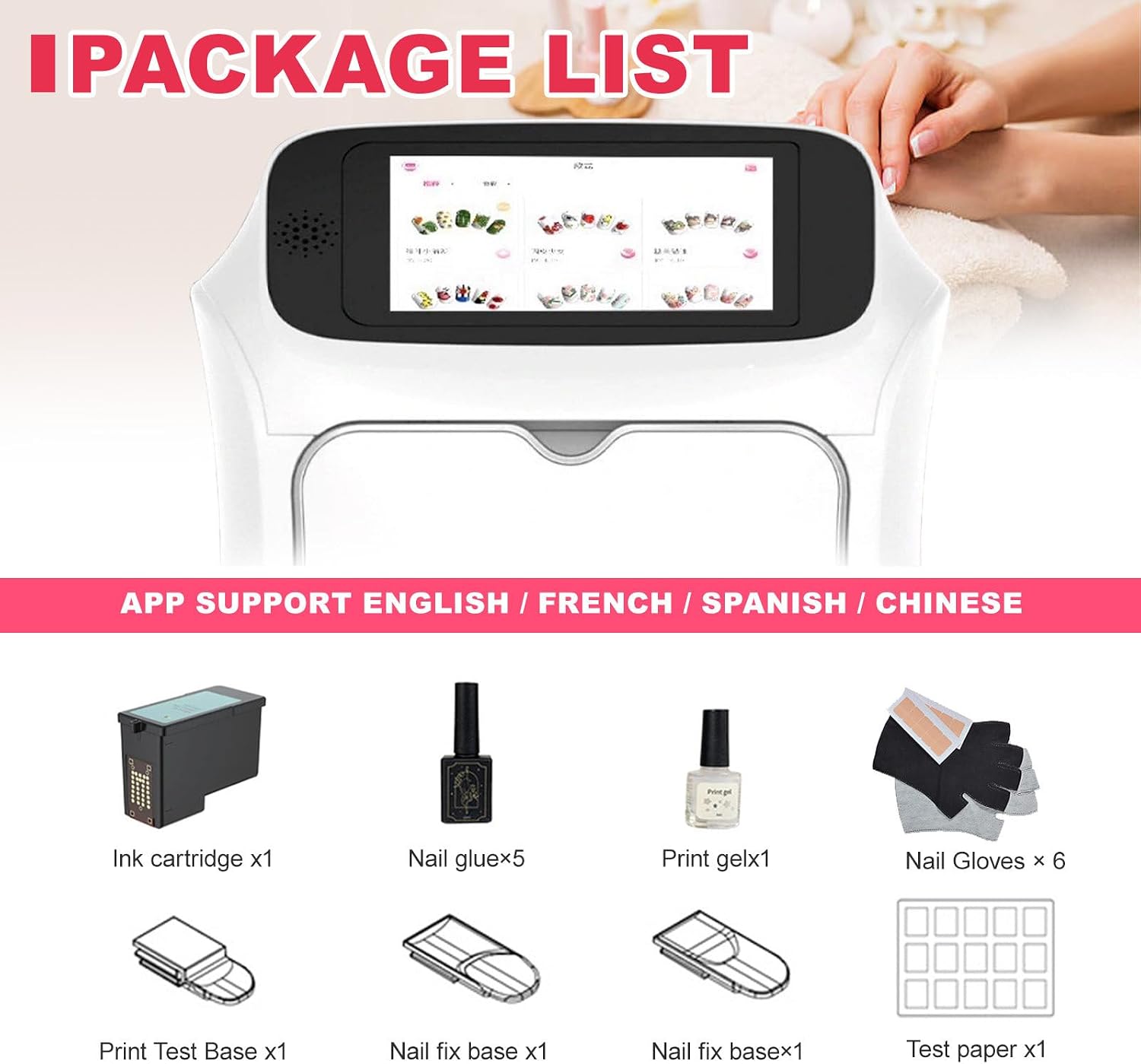 Nail Printer Nail Art Machine,Portable 3D Nail Painting Machine - 800+ Designs,DIY Nail Printer Control Through Touch Screen,All-In-1 Digital Nail Printer For Home Salon,For Cute Girls Women