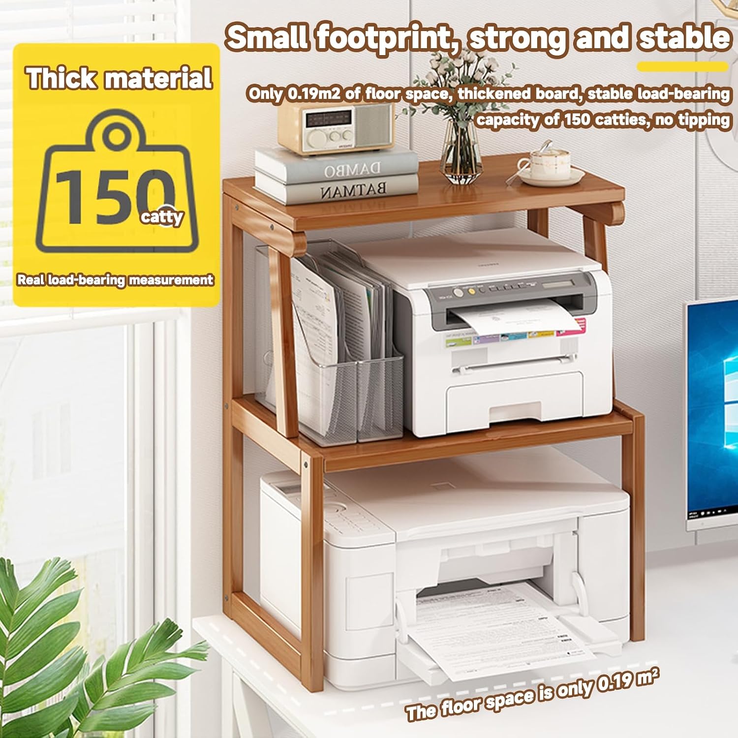 Printer Stand, Home Printer Stand, Office Printer Table, Printer Stand with Storage Shelf, Printer Cart for Fax Machine/3D Printer/Scanner(Brown,49 * 35 * 70 cm)