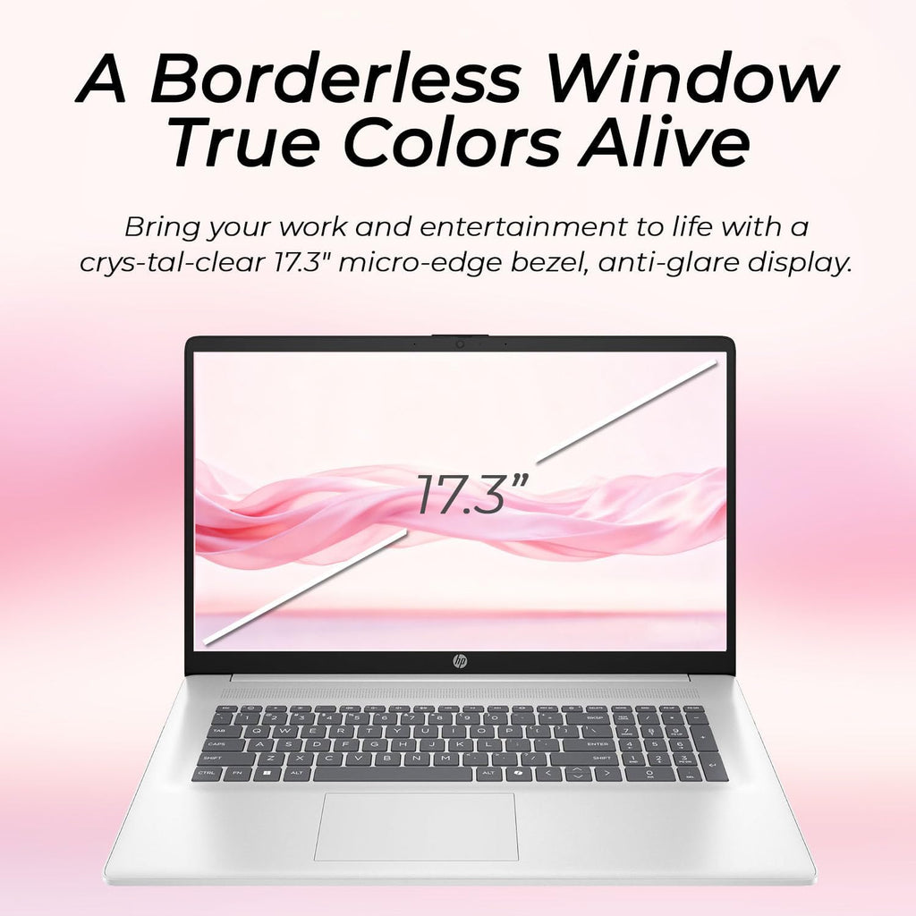 HP 17 Business Laptop | 2026 Edition | 17.3' FHD Display | AMD 7000 Ryzen 5 Processor (Beats 13th Core i7) | 16GB RAM | 512GB SSD | WiFi-6 | Ethernet RJ-45 | HDMI | Windows 11 + Copilot | w/WOWPC USB